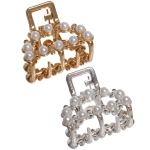 Заколка - краб для волос на блистере 1шт «PREMIUM», тоскана, цвет серебро и золото, 2.5*2.6см