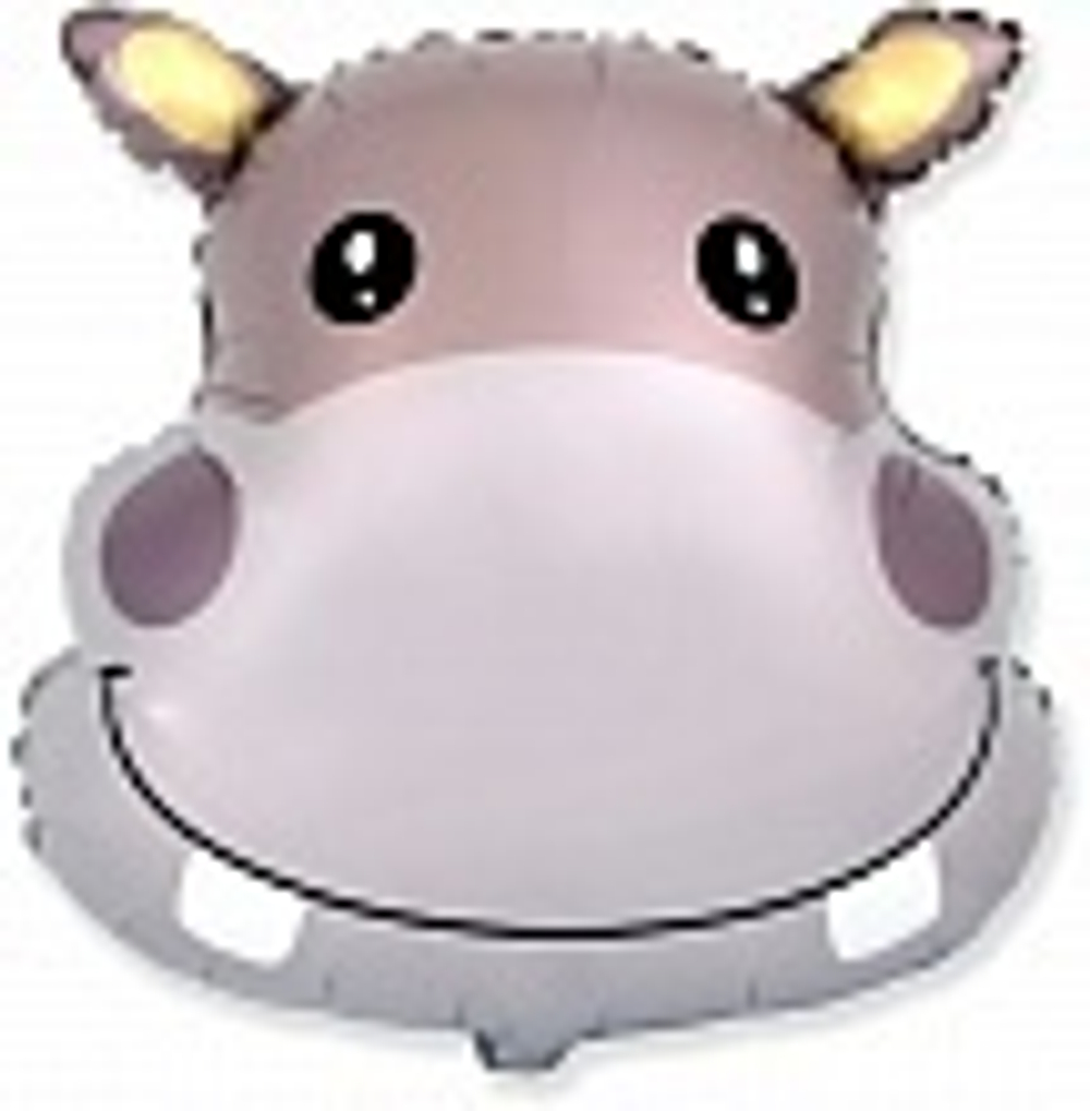 Шар (22""/56 см) Фигура, Голова, Милый Бегемот, 1 шт. В055