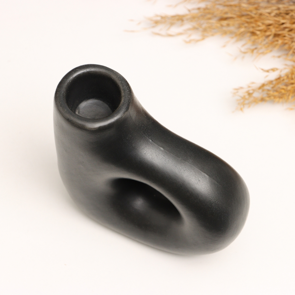 Подсвечник  черный глянец, 10х4х10см