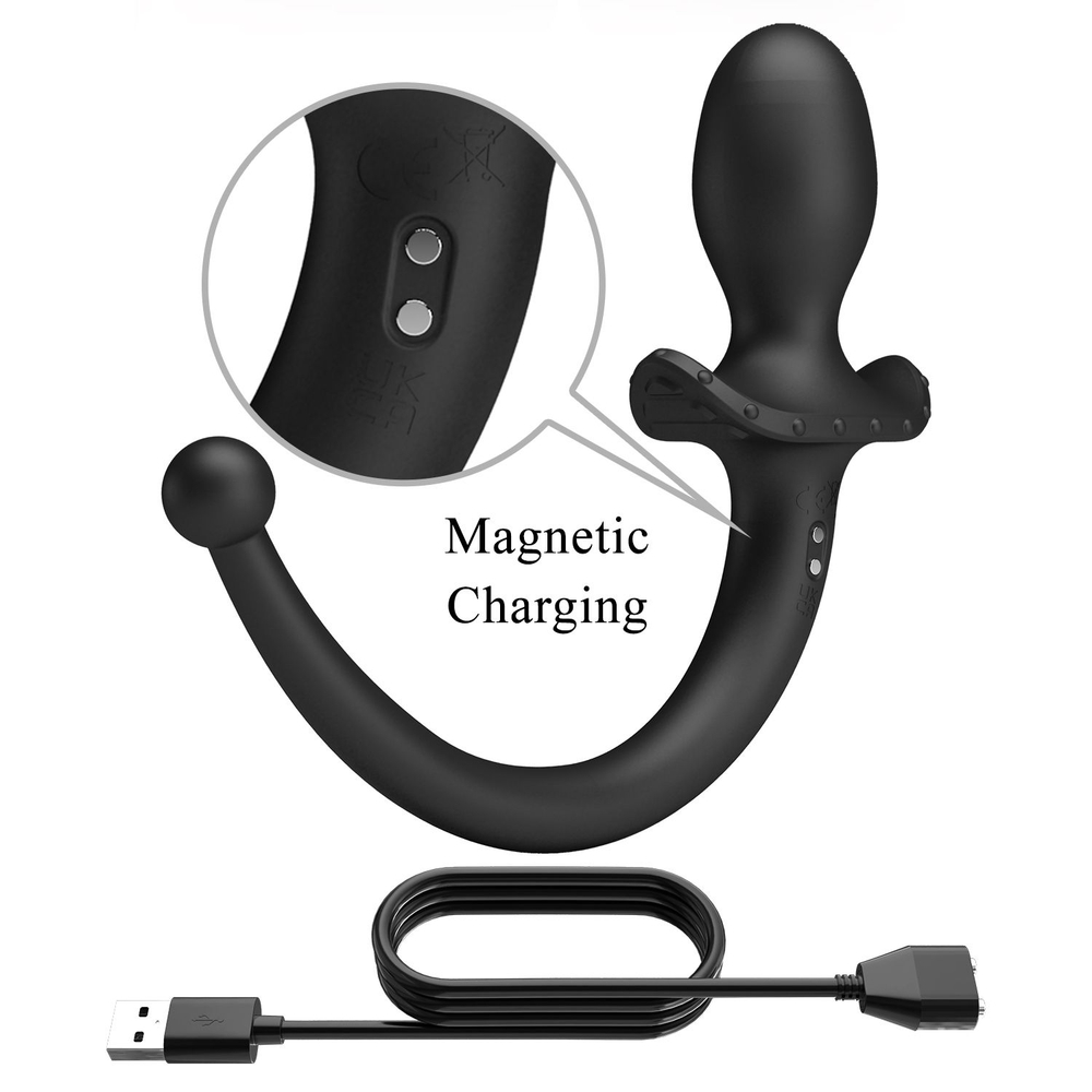 Черная анальная вибропробка с хвостом Anthony (Цвет: черный)