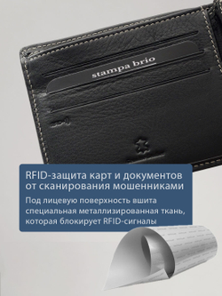 655 R - Портмоне отделением на молнии и RFID защитой