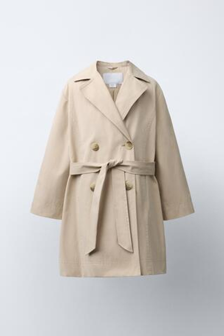 ZARA ДЛИННЫЙ БАЗОВЫЙ ТРЕНЧ, РЫЖЕВАТО-КОРИЧНЕВЫЙ