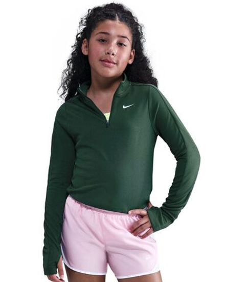 Футболка для девочки Nike Girls Dri-FIT Long-Sleeve 1/4-Zip - fir/white