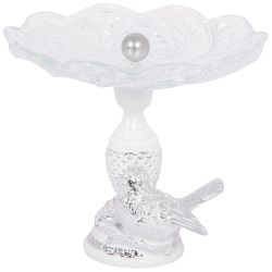 Фруктовница-конфетница Терра Сонг со стеклянной чашей Серебро