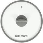 Крышка стеклянная плоская 220мм, с ободом и пароотводом из силикона и бакелитовой ручкой софт-тач цвет серый, деколь серая