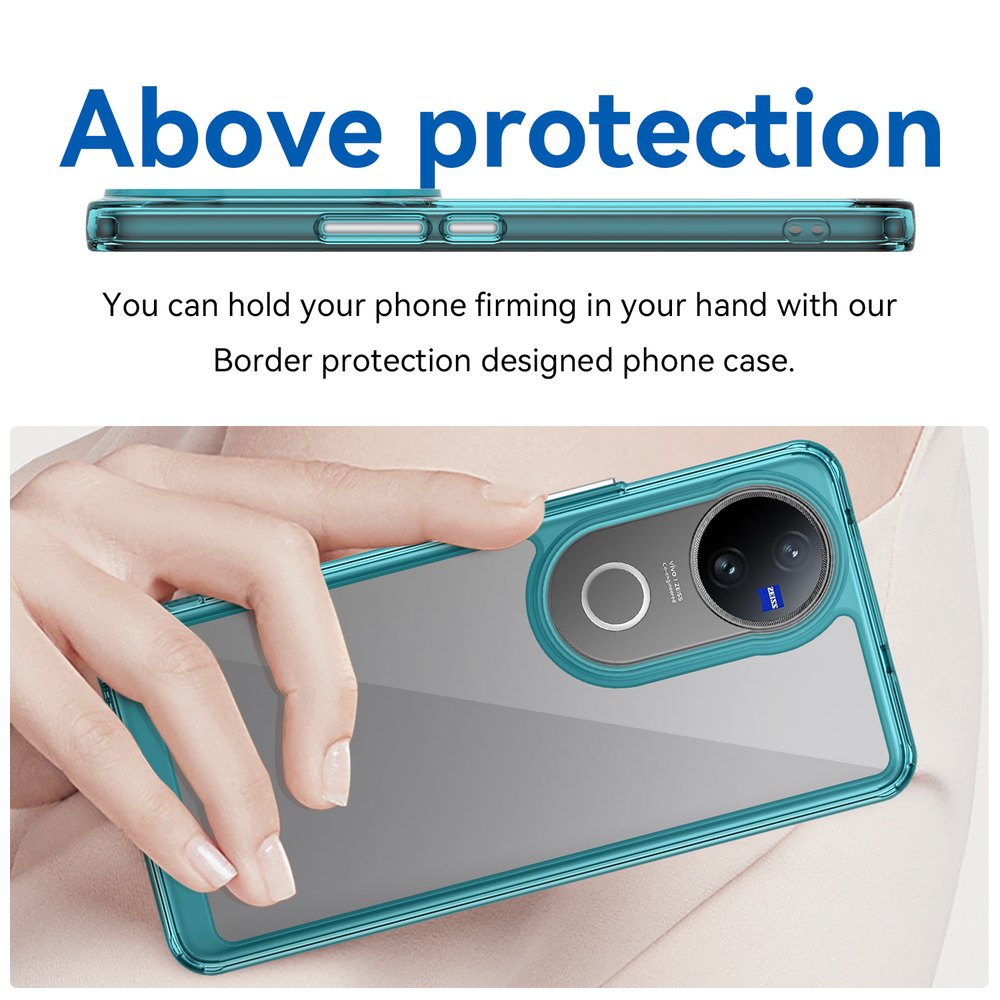 Усиленный чехол с мягкими рамками бирюзового цвета для Vivo V50, увеличенные защитные свойства