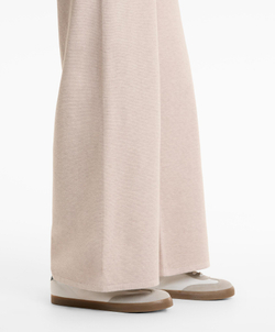 OYSHO Широкие прямые брюки из пике-трикотажа, светло-бежевый