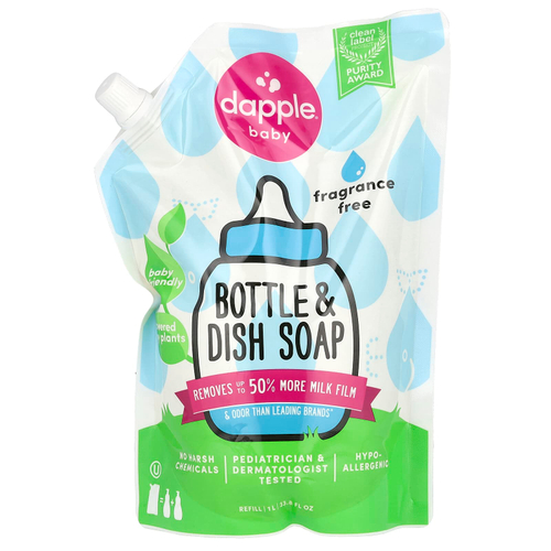 Dapple Baby, Мыло для бутылочек и посуды, без отдушек, 1 л (33,8 жидк. унц.)
