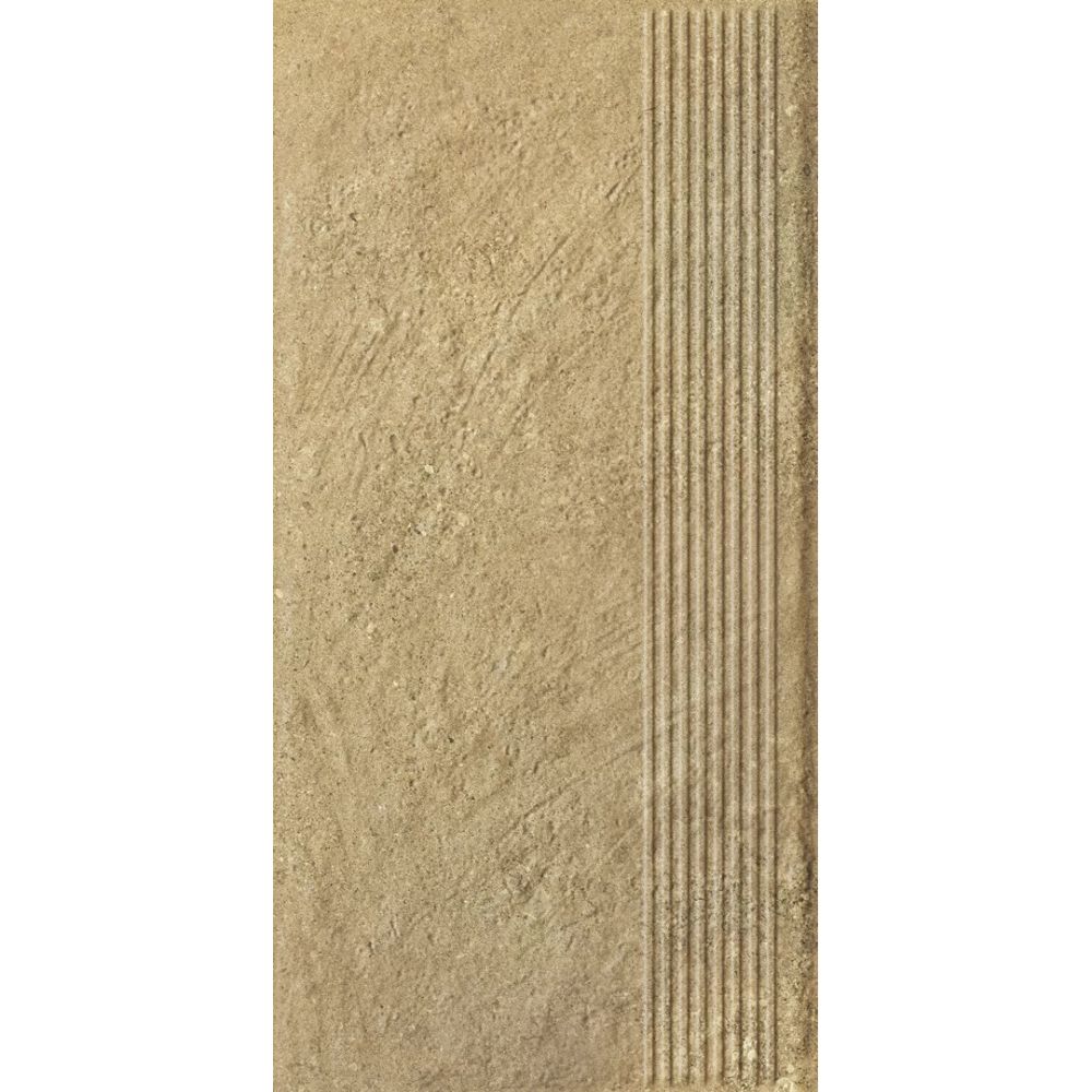 Paradyz Eremite Beige - Ступень простая структурная с насечками 300x600