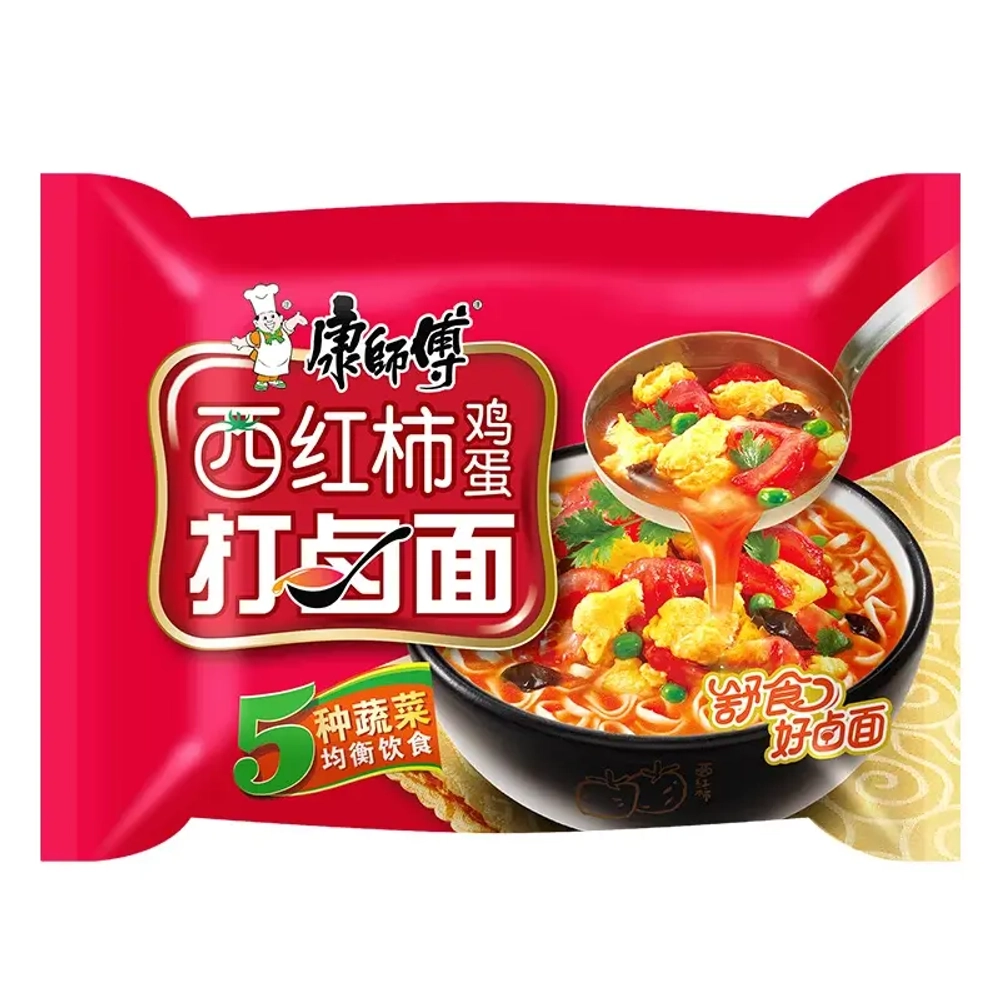 Лапша Kangshifu в пачке со вкусом томатов с яйцом, 104 г.