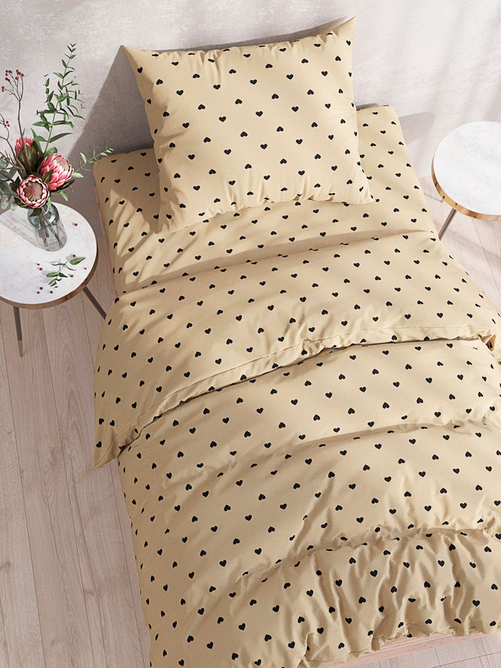 Простынь на резинке Сказка "Адель" 90х200 см, перкаль