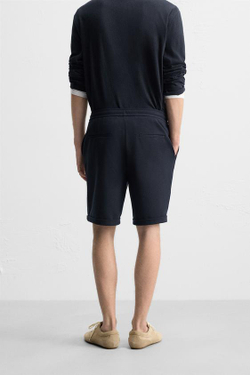 ZARA КОМФОРТНЫЕ ШОРТЫ-БЕРМУДЫ, МОРСКОЙ СИНИЙ