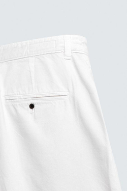 ZARA ШОРТЫ RELAXED FIT СО СКЛАДКАМИ, ЭКРЮ