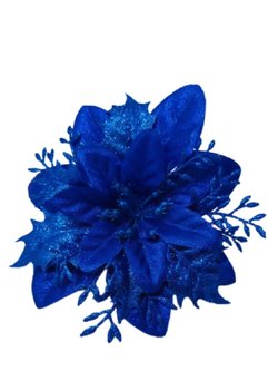 Набор новогодних цветов на ёлку 8шт синие (6941)
