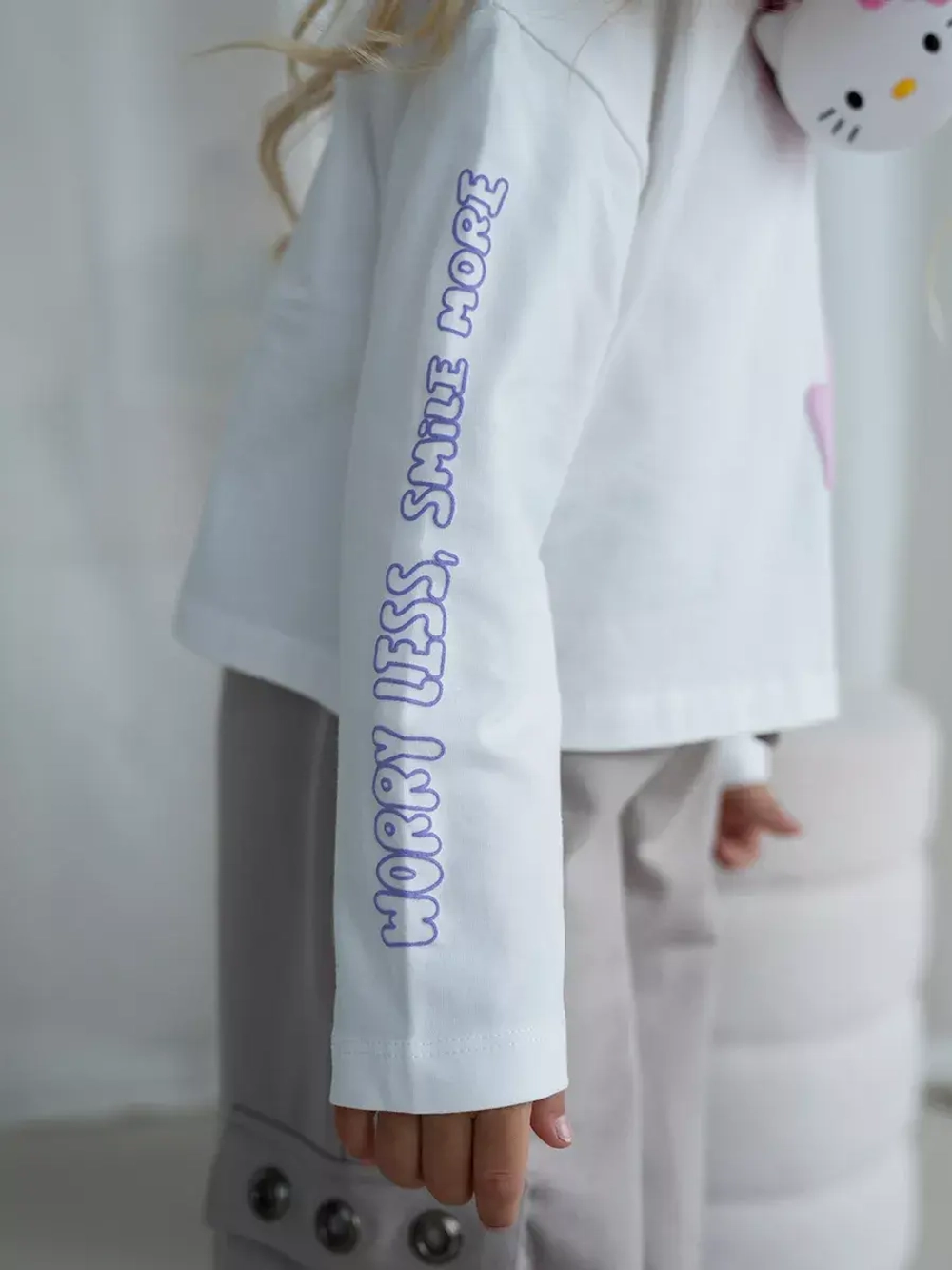 Лонгслив для девочки в школу, белый