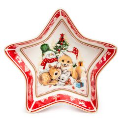 БЛЮДО LEFARD "С НОВЫМ ГОДОМ!" В ФОРМЕ ЗВЕЗДЫ 17,5*17,5*3,5 СМ КРАСНОЕ (КОР=36ШТ.)