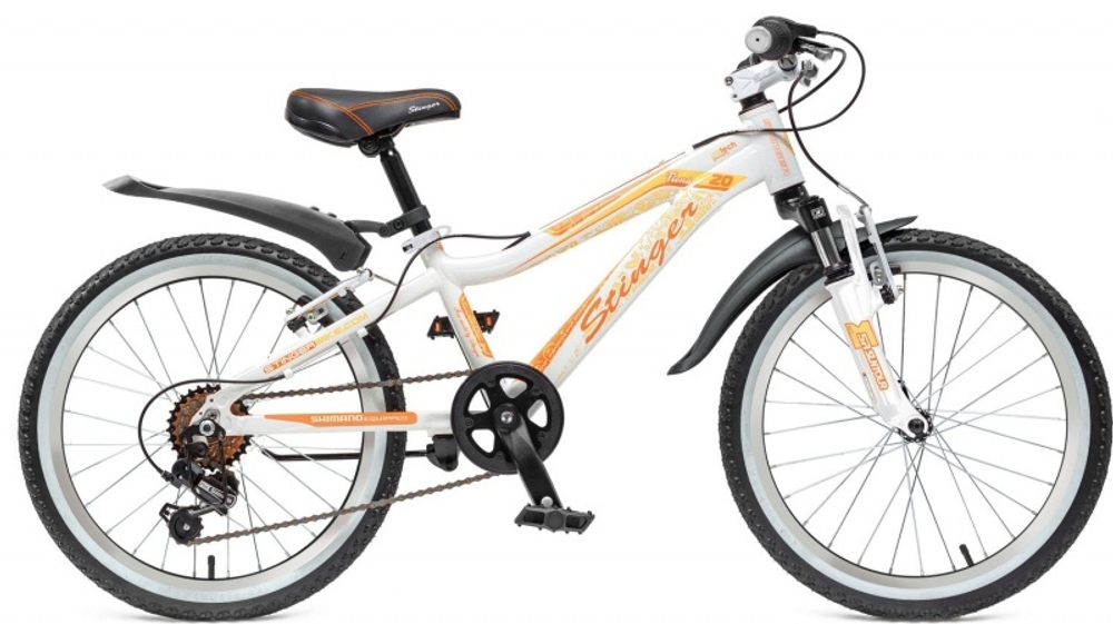Велосипед 20д., Stinger, алюм., хардт., Fiona, 6скор.,10д., -/TY21/RS35/SW608, 2V, бело-фиолет