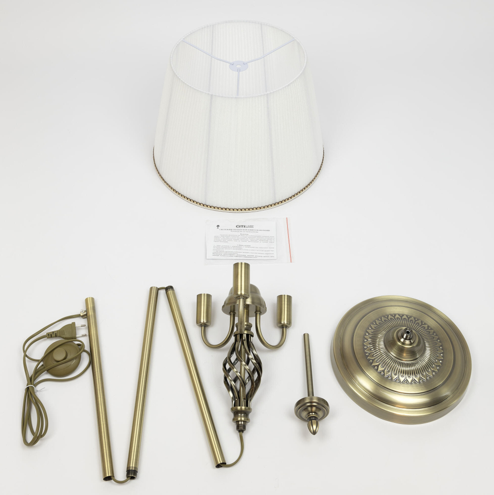 Citilux Вена CL402930 Торшер бронза с белым абажуром