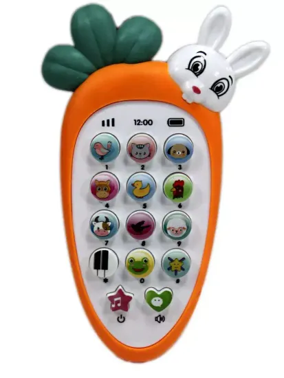 Интерактивный детский телефон - развивайка " Морковка с грызуном " , в коробке