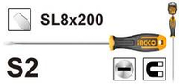 Oтвертка плоская SL8x200 мм INGCO HS688200 INDUSTRIAL