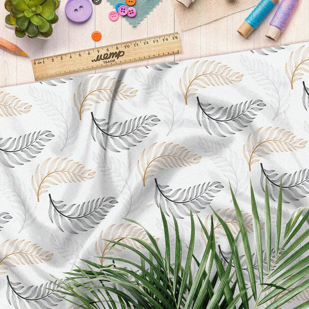 Ткань ниагара аккуратные контурные листья