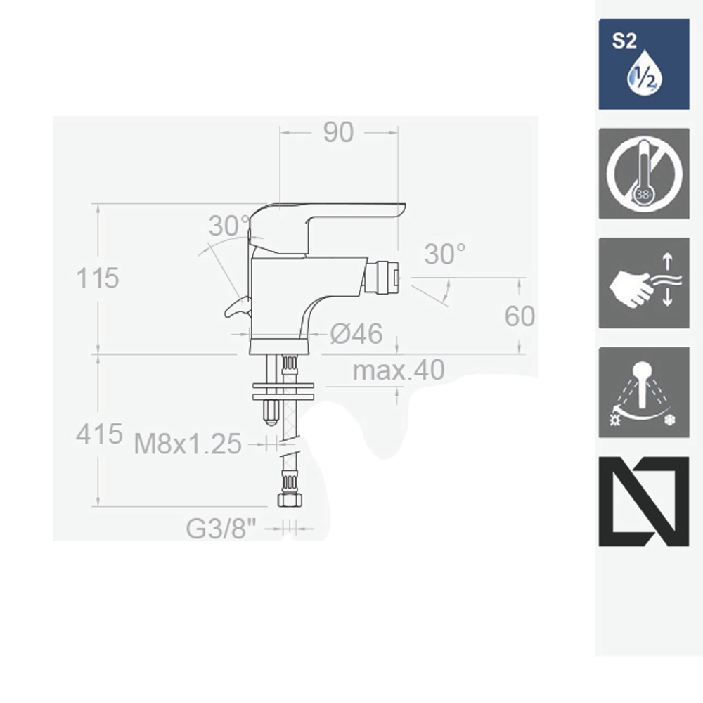 Смеситель для биде YPSILON 6603