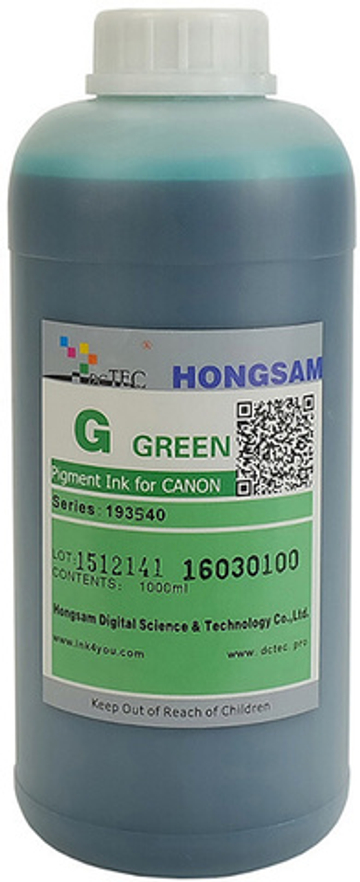 Чернила DCTec — HONGSAM пигментные для Canon серия: 193540 - Green (Зеленый) 1000 мл.
