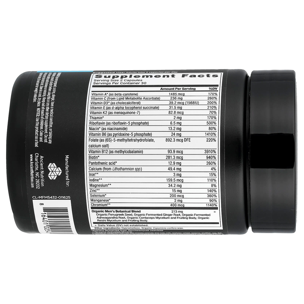 Ancient Nutrition, ферментированные мультивитамины для мужчин, 60 капсул