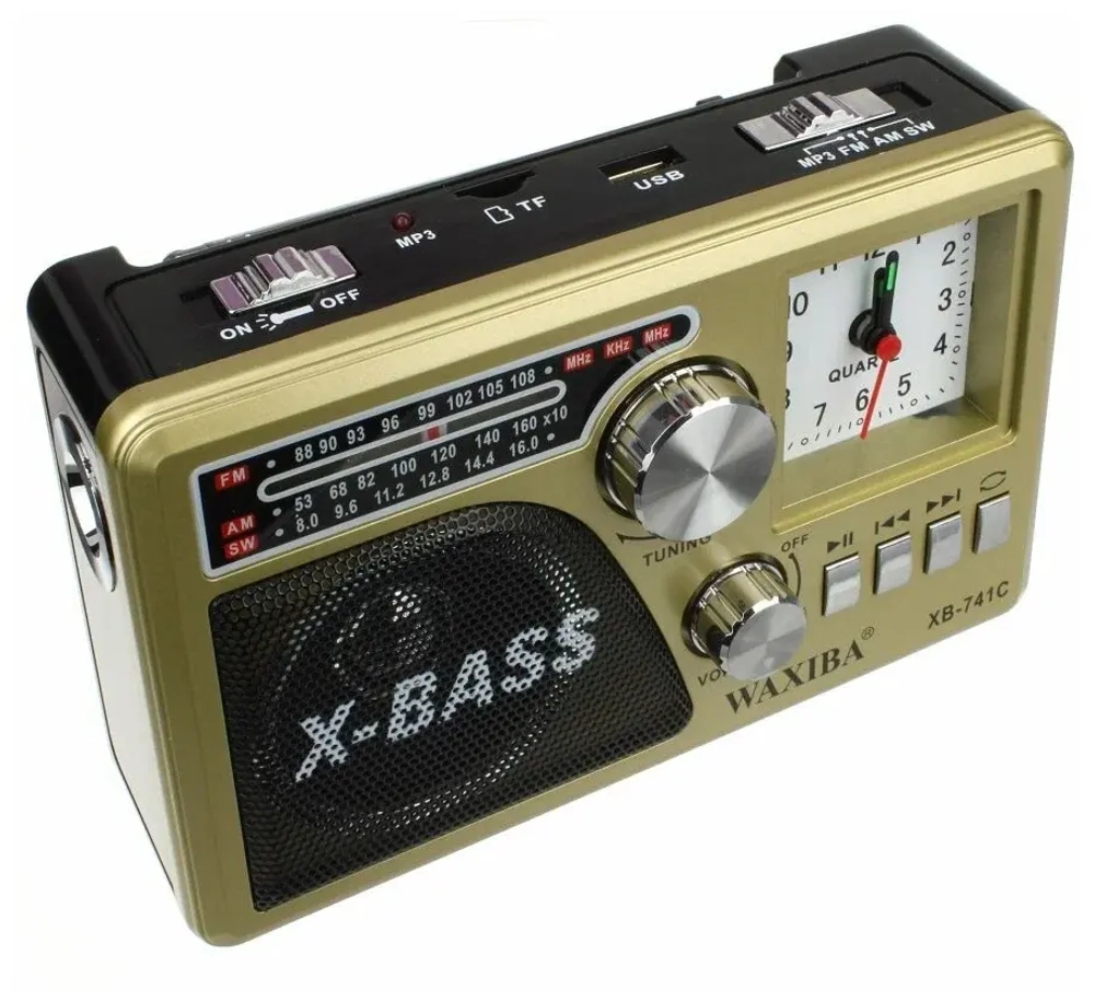Радиоприемник Waxiba XB-741C + часы и USB с MP3-проигрывателем
