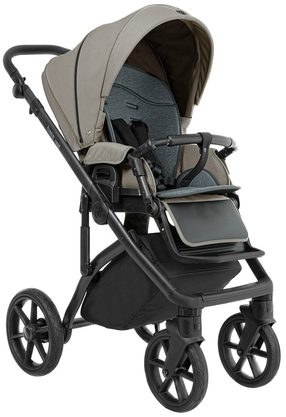 Детская коляска Roan Bass Next 2.0 3 в 1 с автокреслом Pituso Baesa Pro Black,Beige Canopy BSN/41/2 Hazel/Black/руч.Black