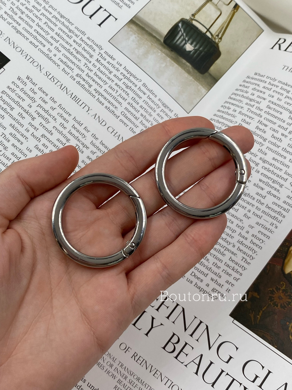 Карабин-кольцо серебристое