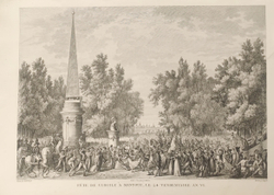 Праздник Вергилия в Мантуе, 24 вандемьера VI года. Гравюра из альбома Военные кампании Франции. 1834