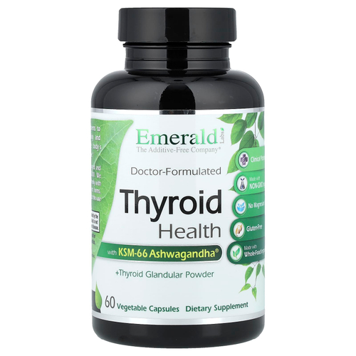 Emerald Laboratories, Thyroid Health, добавка для здоровья щитовидной железы, 60 растительных капсул