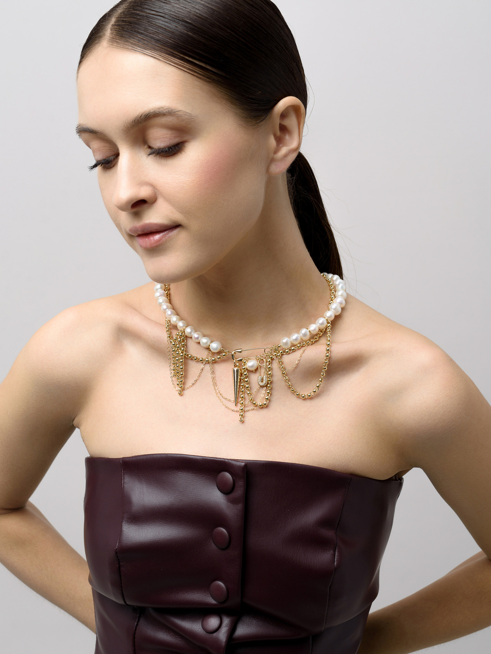 Колье "Pin Pearl" Gold