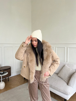 Парка Extra Lux с натуральным мехом бежевый