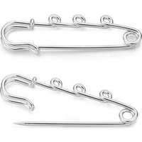 Булавка для подвесок/основа для броши, L=6,5 см, серебро