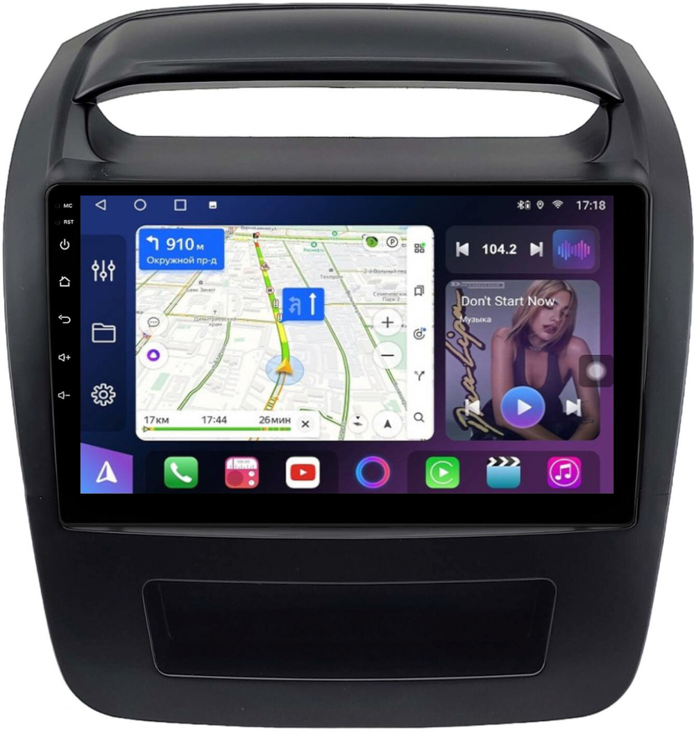 Магнитола для KIA Sorento 2 XM 2012-2016 (климат на ШГУ, рамка большая) - FarCar 224UM монитор 9" QLED на Android 13, 8 ядер (TS18), CarPlay, 4G SIM-слот