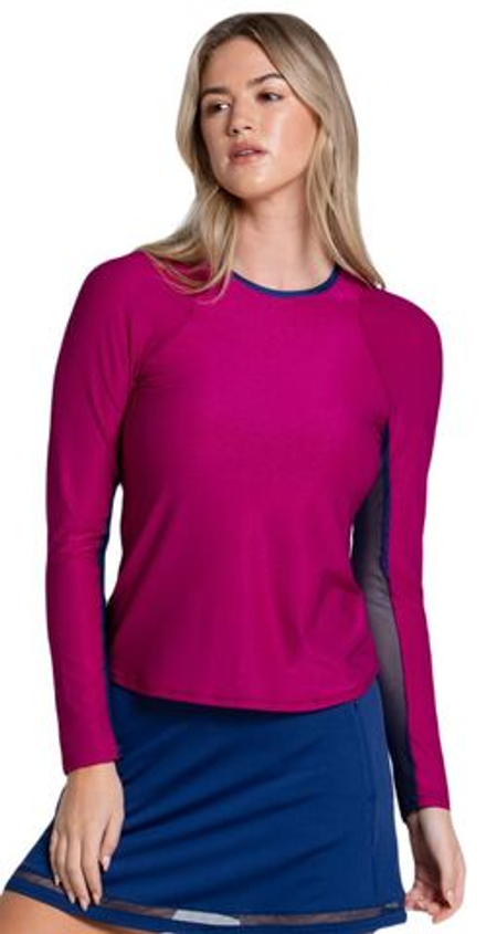 Женская теннисная футболка   Lucky in Love The Berry Buzz Shimmer On Long Sleeve
