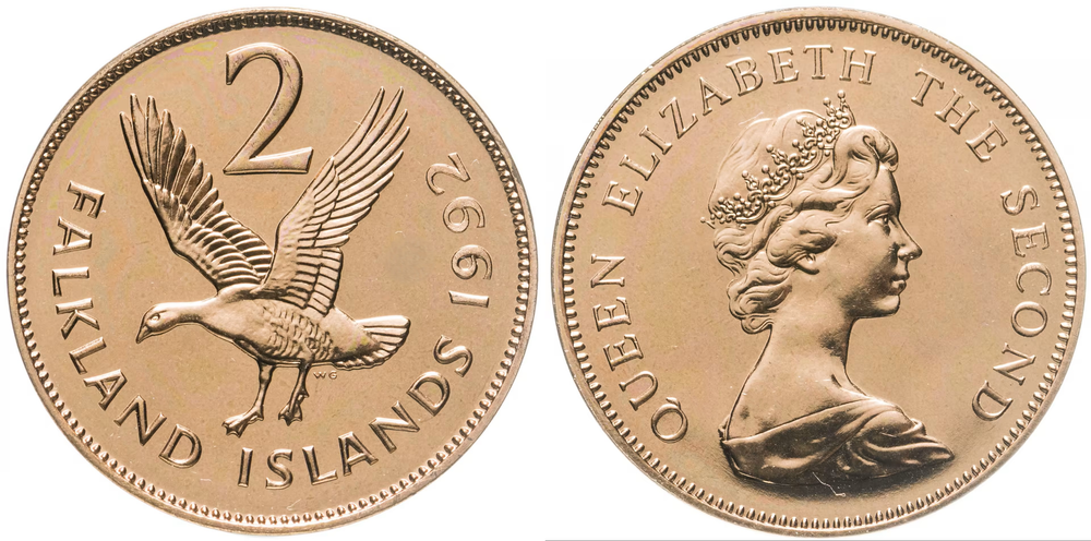 Фолклендские острова 2 пенса, 1992 Гусь aUNC
