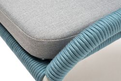 "Милан" стул плетеный из роупа, каркас алюминий светло-серый (RAL7035) шагрень, роуп бирюзовый круглый, ткань светло-серая