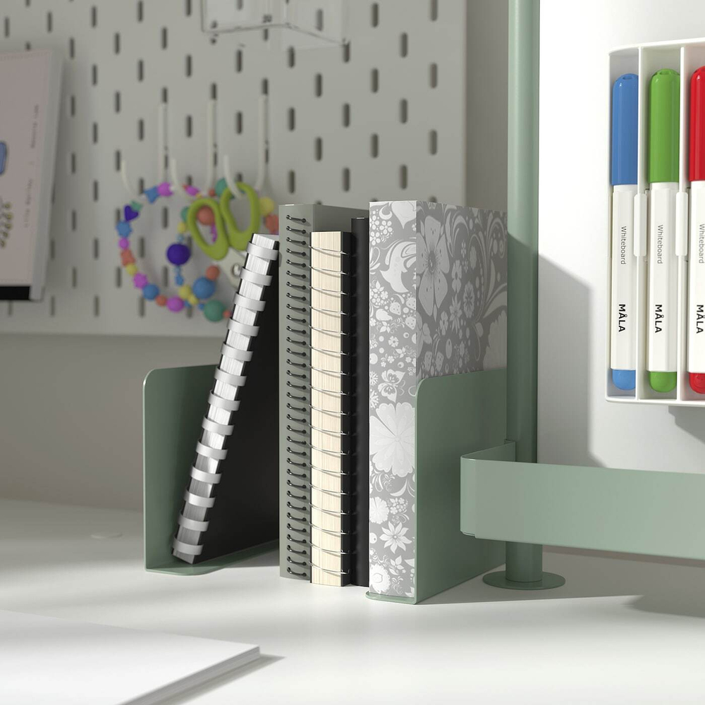 IKEA RELATERA  (ИКЕА РЕЛАТЕРА)  -  Подставка для книг, светло-серо-зеленая, 2 шт.