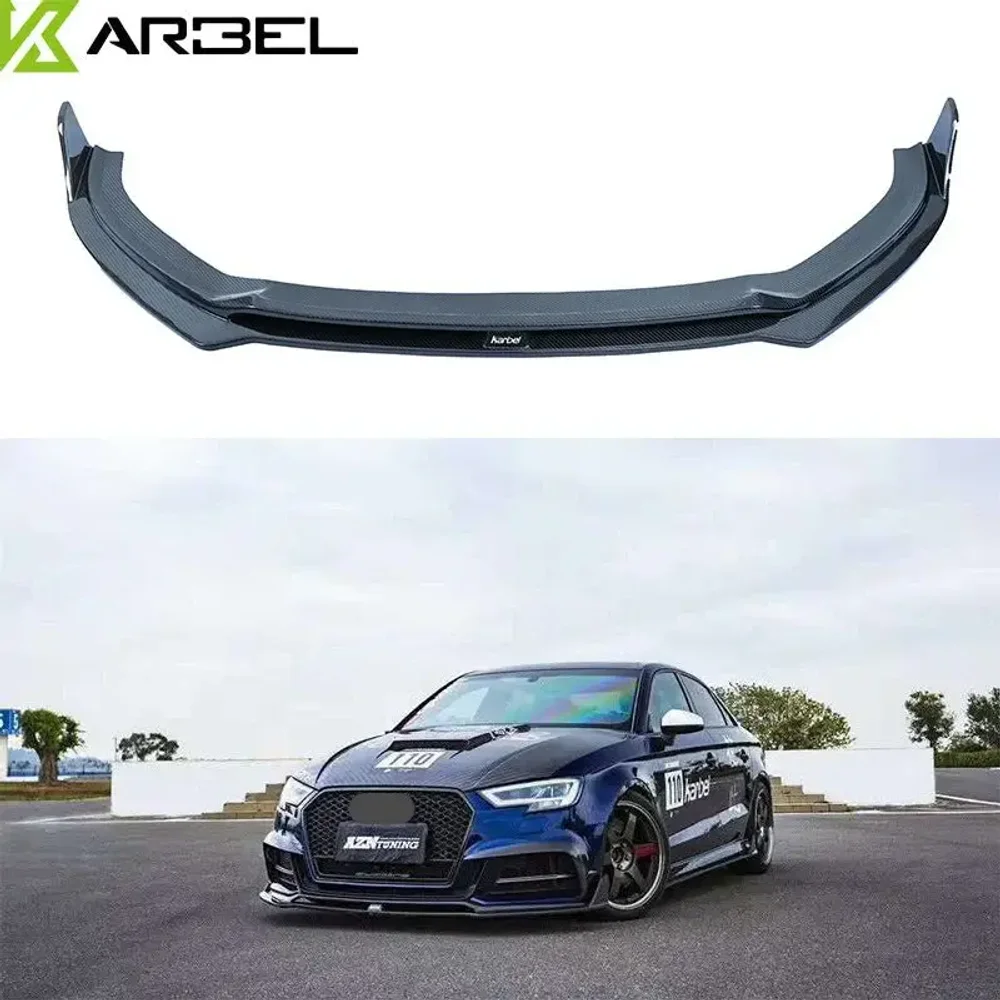 Карбоновая губа переднего бампера для AUDI A3 S LINE & S3 2017-2020 Sedan Ауди седан
