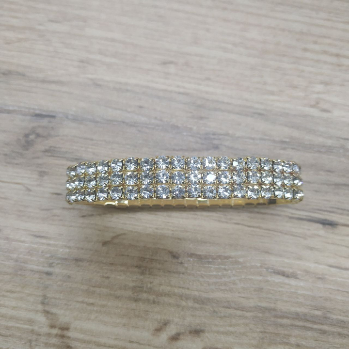 Браслет Лёд 3 ряда цвет прозрачный металл золотистый 10 мм