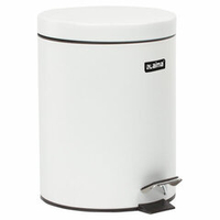 Ведро мусорное с педалью 5 литров "Classic", БЕЛОЕ ГЛЯНЦЕВОЕ, металлическое, со съемным внутренним ведром, LAIMA