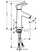 Смеситель для раковины со сливным гарнитуром Hansgrohe 72020000 Talis S