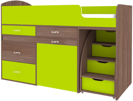 Кровать-чердак КарИВи Малыш 6 Бодего Темный Лайм