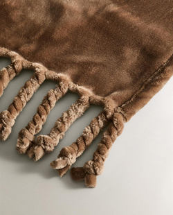 Zara Home - Флисовый плед с бахромой, бежевый, 160x240 см