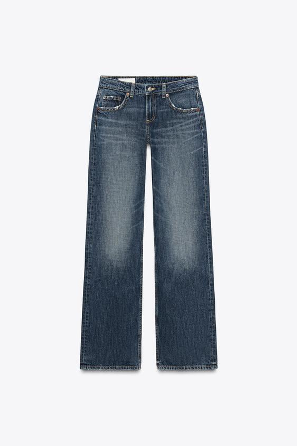 ZARA ДЖИНСЫ TRF WIDE LEG С НИЗКОЙ ПОСАДКОЙ, СИНИЙ