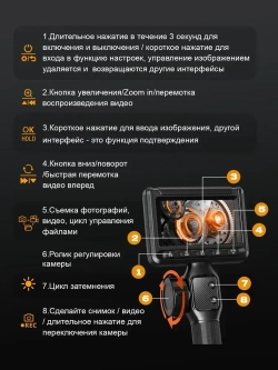 Эндоскоп/180 градусов/6 мм с ЖК -ДИСПЛЕЕМ/ручной эндоскоп с дисплеем, для осмотра канализационной трубы автомобильного двигателя