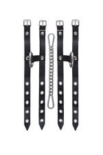 Черные однослойные кожаные оковы из двух ремешков